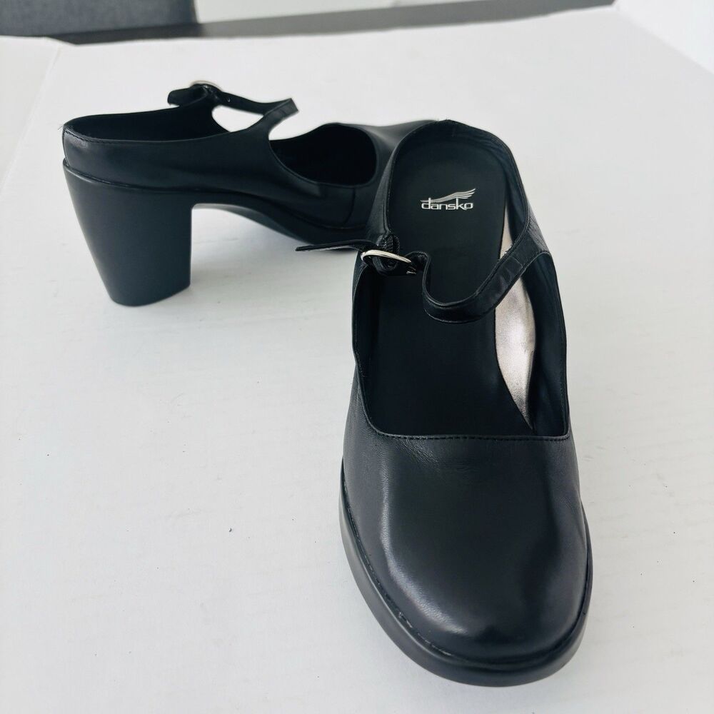Dansko Trixie Open Back Mary Jane Mule Black Leather Women's Size US 7.5 EU 38